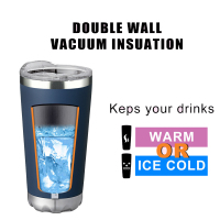 كوب قهوة معزول بجدار مزدوج مع غطاء للسفر