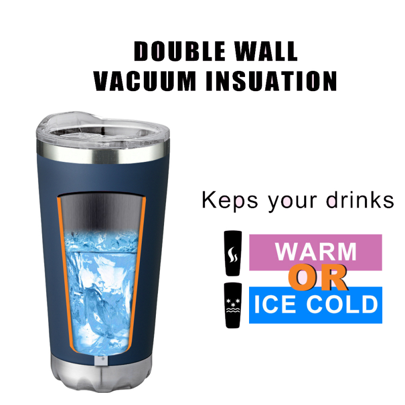 كوب قهوة معزول بجدار مزدوج مع غطاء للسفر