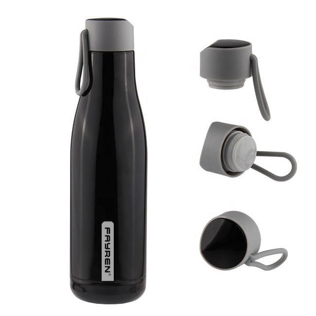 Bottiglia d'acqua moderna thermos con tazza a doppia parete con corda