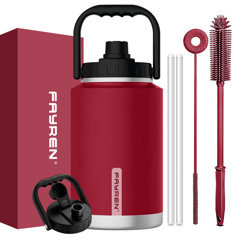 Fayren brocca per acqua da un gallone, isolata sotto vuoto, in acciaio inox, a bocca larga, per coltivare birra