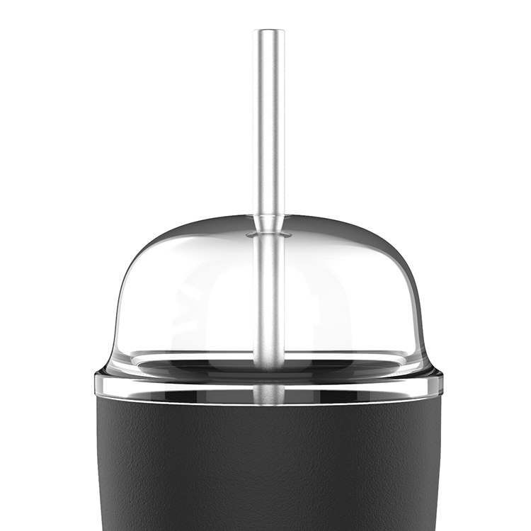 Tasse à café métallique de nouveau design, couleur noire avec couvercle