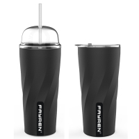 Tasse à café métallique de nouveau design, couleur noire avec couvercle