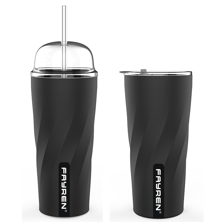 Tasse à café métallique de nouveau design, couleur noire avec couvercle