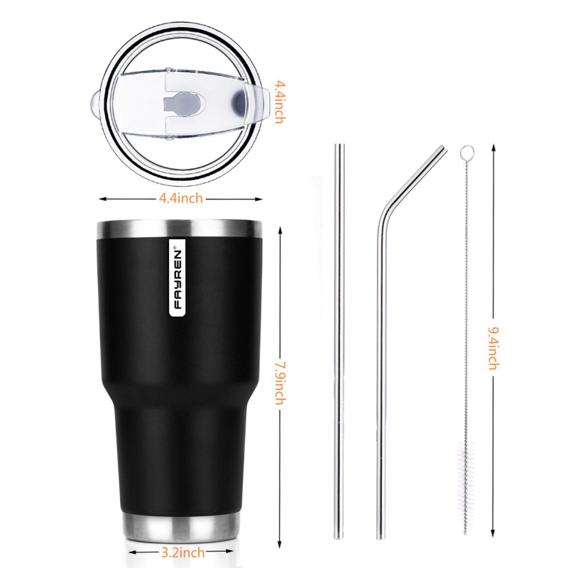 Reusable Insulated Thermos Wide Mouth Coffee Mug With Straw