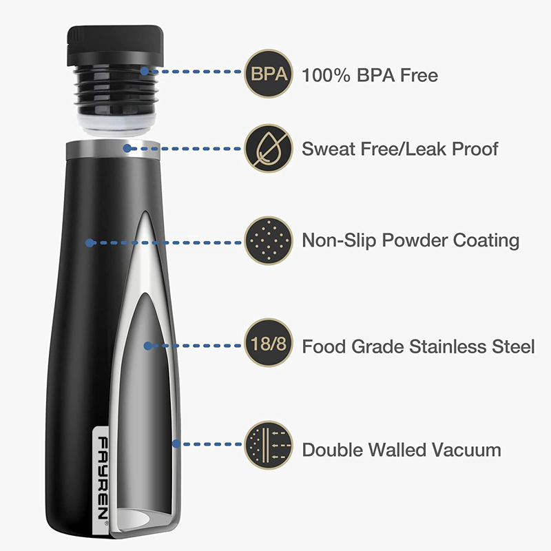 Borraccia portatile per sport acquatici a doppia parete in acciaio inossidabile