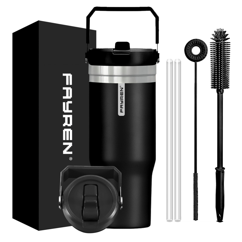 Outdoor Travel Mug Tumbler 20oz Stainless Steel Vacuum Insulated Mug with Handle Lid and Straw Insulated Coffee Mug