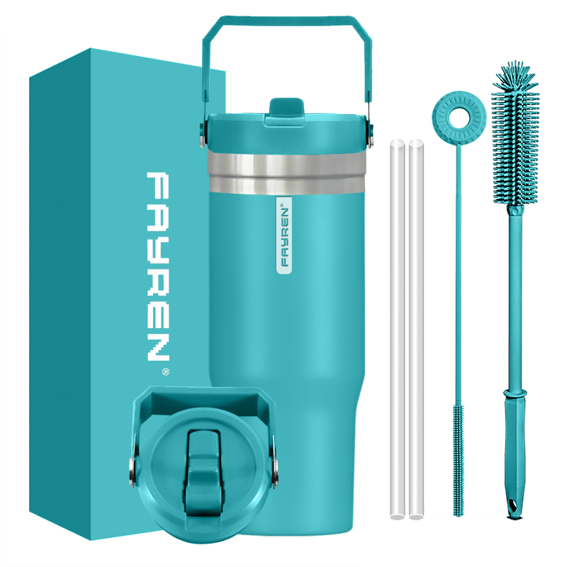 Outdoor Travel Mug Tumbler 20oz Stainless Steel Vacuum Insulated Mug with Handle Lid and Straw Insulated Coffee Mug