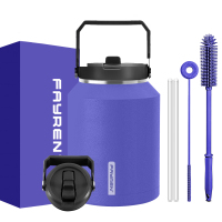 1 Gallon Water Bottle Insulated,128oz Large Stainless Steel Water Bottles with Straw, Strap & 2 Lids,Big Gallon Water Jug for Hot & Cold Drinks