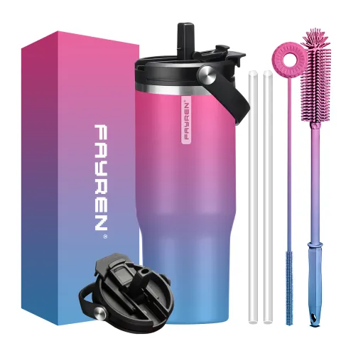 Wholesale 40 oz Simple Tumbler with Lid Handle and Straw Double Wall Vacuum Stainless Steel Water Bottle Insulated Coffe Cup