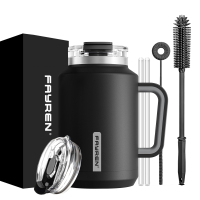 Tumbler with Handle, Stainless Steel Vacuum Insulated Tumbler with Lid and Straw, Keeps Cold for 34 Hours, 100% Leak-proof, BPA-Free (Night)