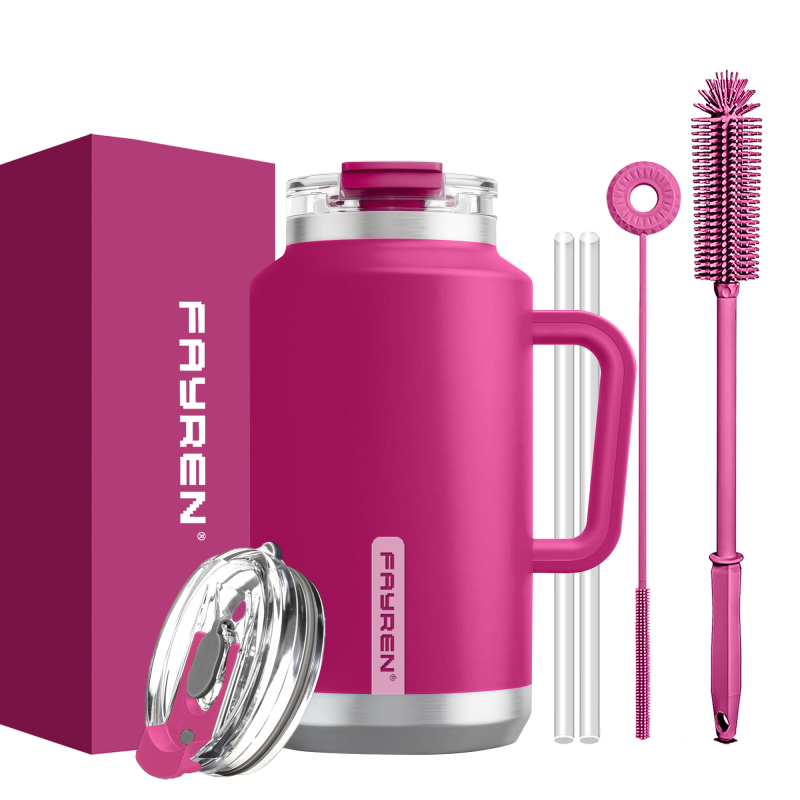 Tumbler with Handle, Stainless Steel Vacuum Insulated Tumbler with Lid and Straw, Keeps Cold for 34 Hours, 100% Leak-proof, BPA-Free (Night)