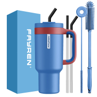 Gobelet avec poignée, paille 2 en 1 et couvercle à gorgée, étanche, passe au lave-vaisselle, tasse à café de voyage isolée en acier inoxydable, garde le froid pendant 34 heures