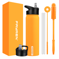 Insulated Water Bottle Double Wall Stainless Steel Water Bottle Wide Mouth with Straw Lid & Spout Lid Keeps Cold or Hot