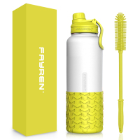 Stainless Steel Water Bottle For Outdoor - Chug Lid & Silicone Sleeves - Double Wall Vacuum Insulated Sports Water Bottle, BPA Free