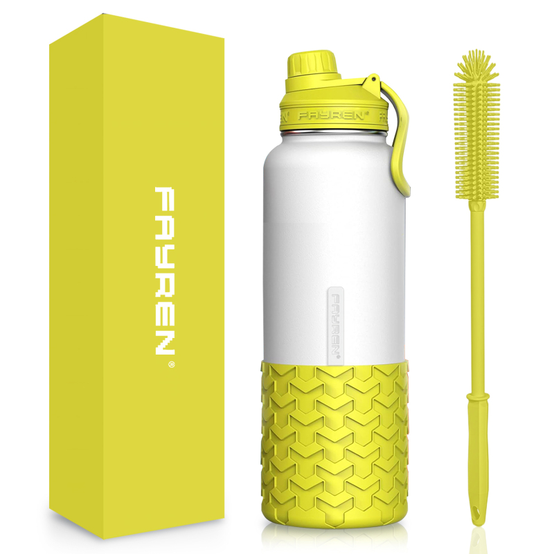 Stainless Steel Water Bottle For Outdoor - Chug Lid & Silicone Sleeves - Double Wall Vacuum Insulated Sports Water Bottle, BPA Free