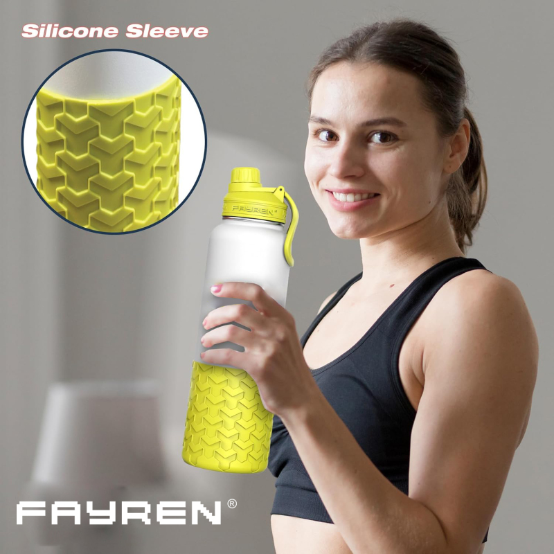 Stainless Steel Water Bottle For Outdoor - Chug Lid & Silicone Sleeves - Double Wall Vacuum Insulated Sports Water Bottle, BPA Free