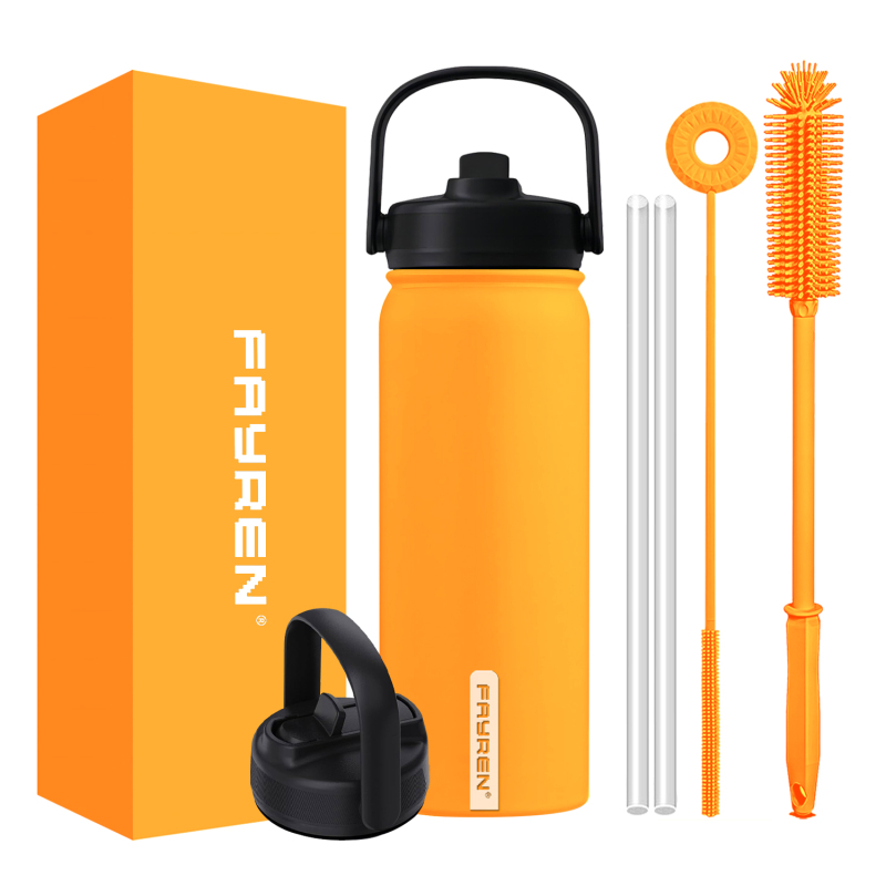 Stainless Steel Water Bottles With Straw, Double Wall Vacuum Insulation for Cold and Hot Drinks, Leak Proof BPA Free Water Flask for Sports and Travel