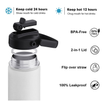 Stainless Steel Water Bottles With Straw, Double Wall Vacuum Insulation for Cold and Hot Drinks, Leak Proof BPA Free Water Flask for Sports and Travel