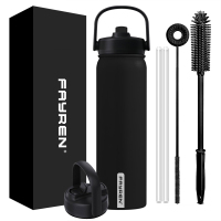 Stainless Steel Water Bottles With Straw, Double Wall Vacuum Insulation for Cold and Hot Drinks, Leak Proof BPA Free Water Flask for Sports and Travel