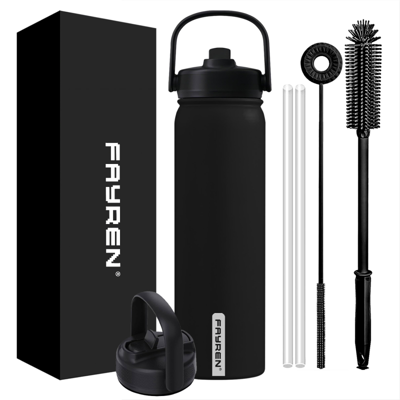 Stainless Steel Water Bottles With Straw, Double Wall Vacuum Insulation for Cold and Hot Drinks, Leak Proof BPA Free Water Flask for Sports and Travel