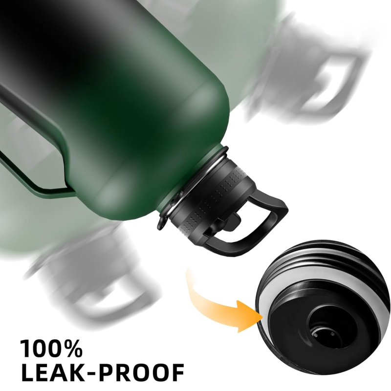 64 oz Half Gallon Water Bottle with Straw and Handle Lids, Insulated Water Bottle Stainless Steel