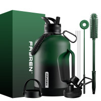 64 oz Half Gallon Water Bottle with Straw and Handle Lids, Insulated Water Bottle Stainless Steel