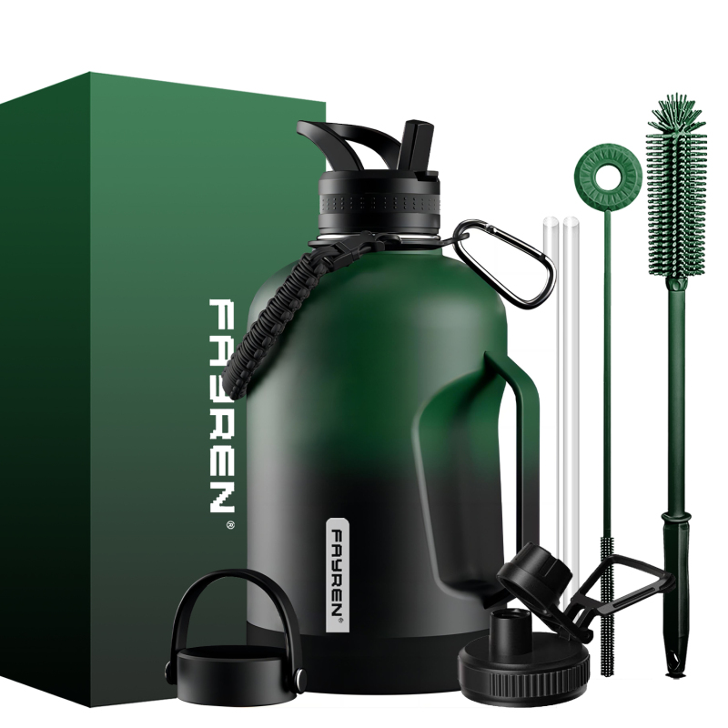 64 oz Half Gallon Water Bottle with Straw and Handle Lids, Insulated Water Bottle Stainless Steel