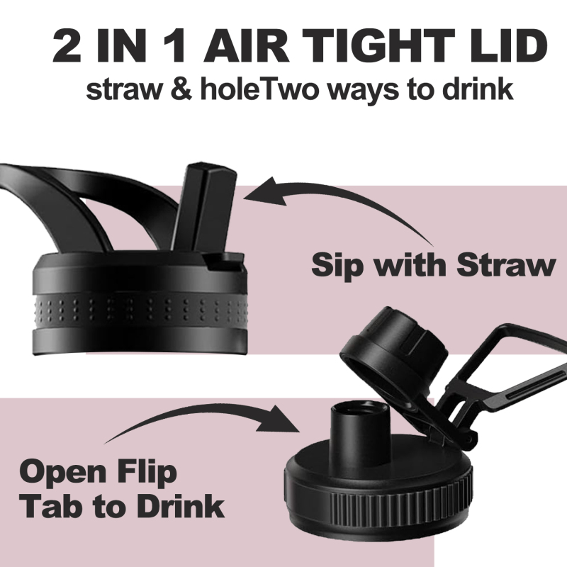 64 oz Half Gallon Water Bottle with Straw and Handle Lids, Insulated Water Bottle Stainless Steel