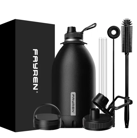 1 Gallon Water Bottle Insulated,128oz Large Stainless Steel Water Bottles with Straw