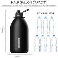1 Gallon Water Bottle Insulated,128oz Large Stainless Steel Water Bottles with Straw
