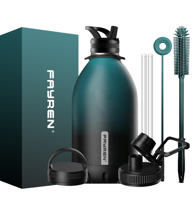 1 Gallon Water Bottle Insulated,128oz Large Stainless Steel Water Bottles with Straw