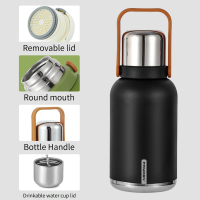 Insulated Stainless Steel Water Bottle with Handle, Strap, Strainer, Sports Travels Coffee Tea Bottle for Home Office Outdoor