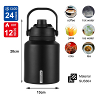 Insulated Water Bottle, Dishwasher Safe Stainless Steel Thermos, BPA Free Jug with Ergonomic Handle & Anti-slip Bottom