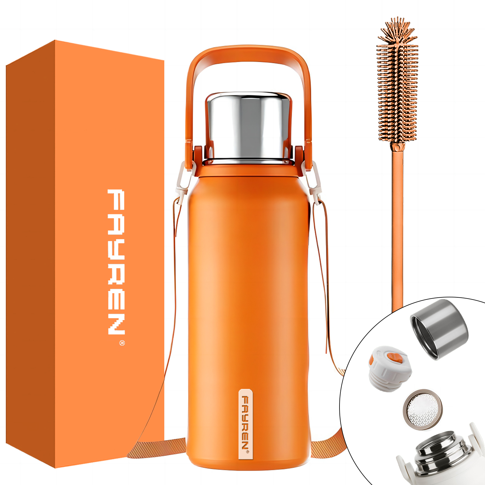 Supply Insulated Stainless Steel Water Bottle With Handle Strap Supply Insulated Stainless Steel Water Bottle With Handle Strap