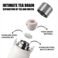 Insulated Stainless Steel Water Bottle with Handle, Strap, Strainer, Sports Travels Coffee Tea Bottle for Home Office Outdoor,