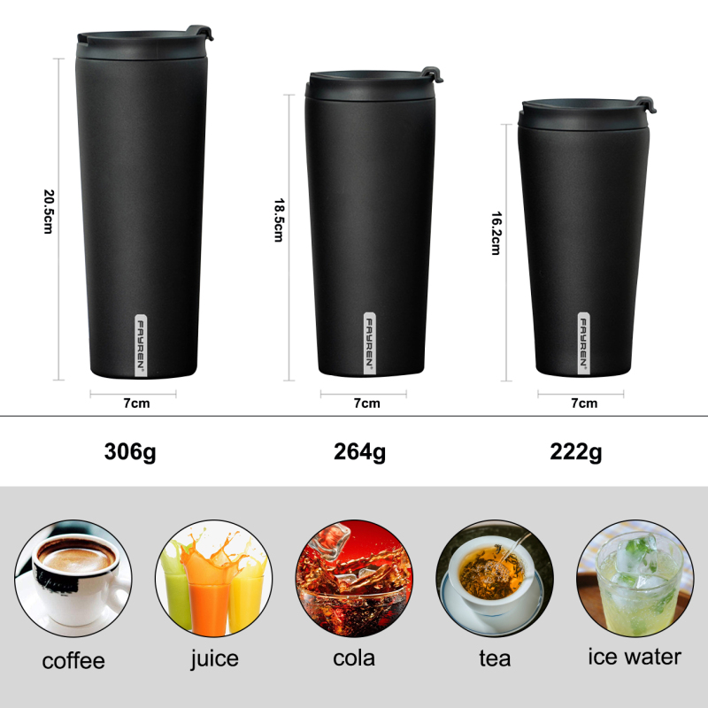 Double Walled Vacuum Insulated tumbler Stainless Steel Thermos Travel Mug with 2 Lids