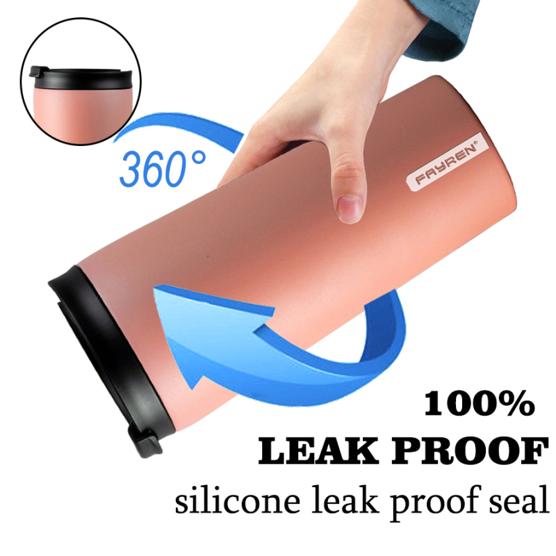 Double Walled Vacuum Insulated tumbler Stainless Steel Thermos Travel Mug with 2 Lids