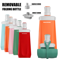 Running silicone Water Bottle with bite mouthpiece Foldable Hydration Flask for Running Hydration Pack Cycling Hiking Marathon