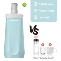 Running silicone Water Bottle with bite mouthpiece Foldable Hydration Flask for Running Hydration Pack Cycling Hiking Marathon