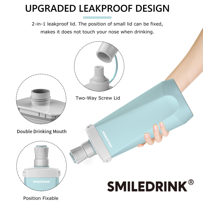 Running silicone Water Bottle with bite mouthpiece Foldable Hydration Flask for Running Hydration Pack Cycling Hiking Marathon