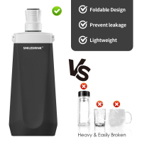 silicone Soft Folding Water Bottles Collapsible Flask for Hiking Cycling Climbing with bite mouthpiece
