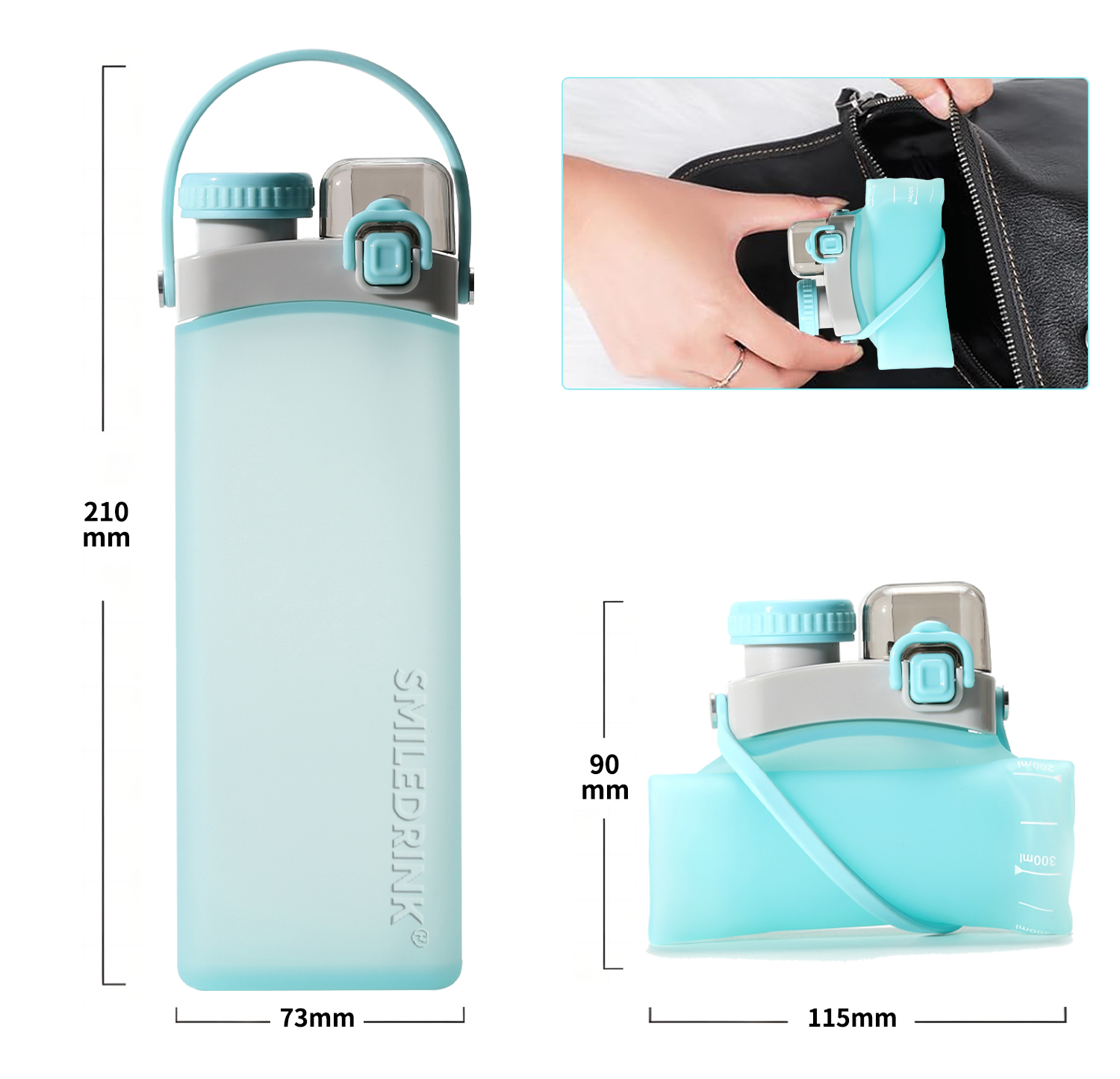 Portable Reusable Silicone Bottle