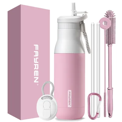 Durable 500ml Double Wall Water Bottles Stainless Steel Insulated with Rope Powder Coated