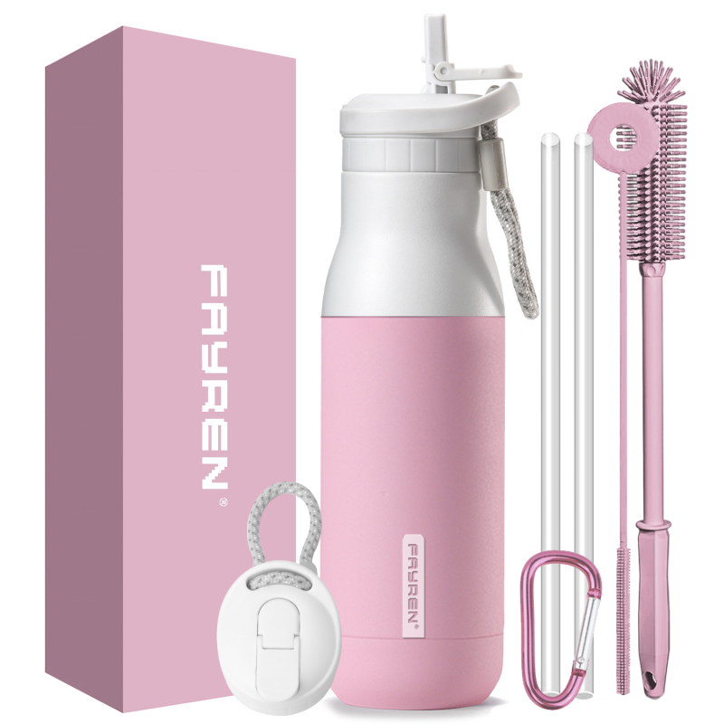 Durable 500ml Double Wall Water Bottles Stainless Steel Insulated with Rope Powder Coated