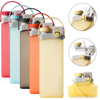 Collapsible Silicone Travel Water Bottle with Straw Strap for Cycling, Hiking, Outdoors