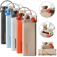 600 ml Heißer Verkauf Tragbare, wiederverwendbare BPA-freie Outdoor-Sportflasche Silikon Faltbare Tumbler Wasserflasche mit Griff