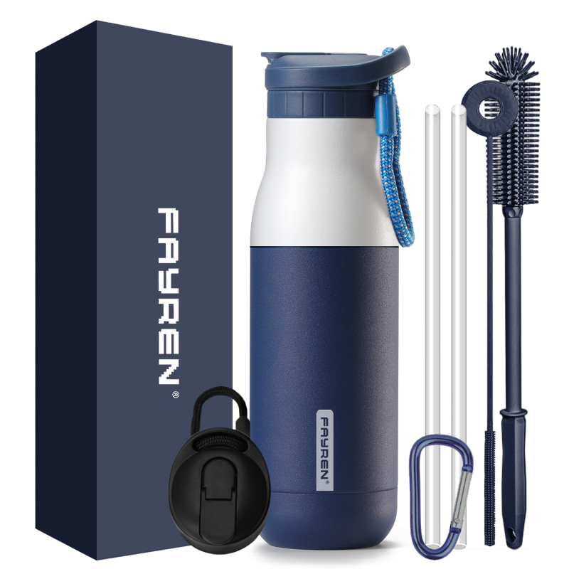 Vacuum Insulated Stainless Steel Water Bottle 17oz ,BPA Free Slip Proof For Office, School, and Travel