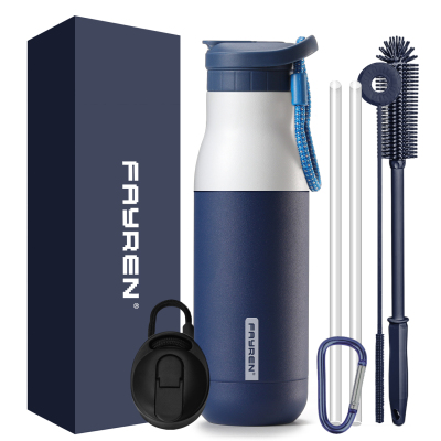 Vacuum Insulated Stainless Steel Water Bottle 17oz ,BPA Free Slip Proof For Office, School, and Travel