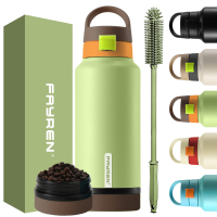 Double Wall Leak Proof Insulated Sports Water Bottle With Storage Compartmen