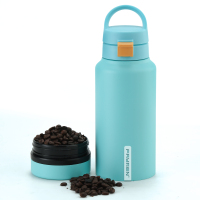 Double Wall Leak Proof Insulated Sports Water Bottle With Storage Compartmen